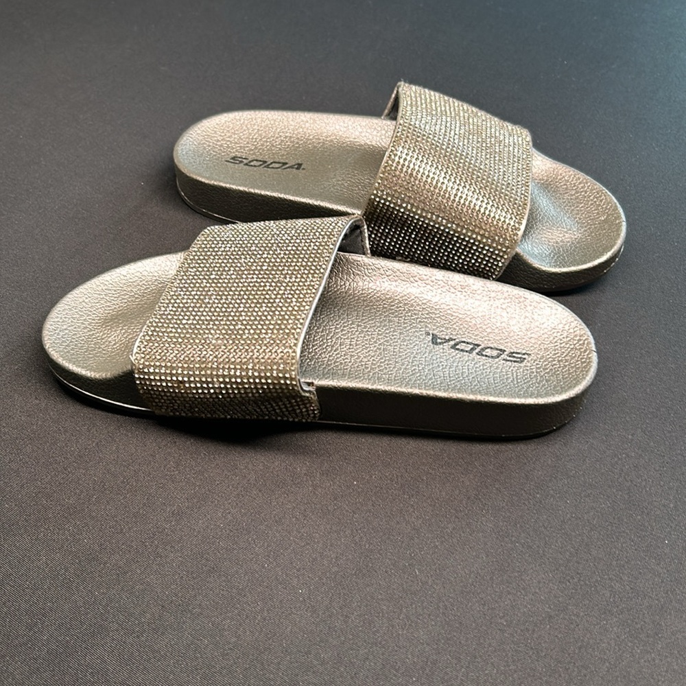 Soda Rhinestone Slide Sandals - Picture 2 of 6